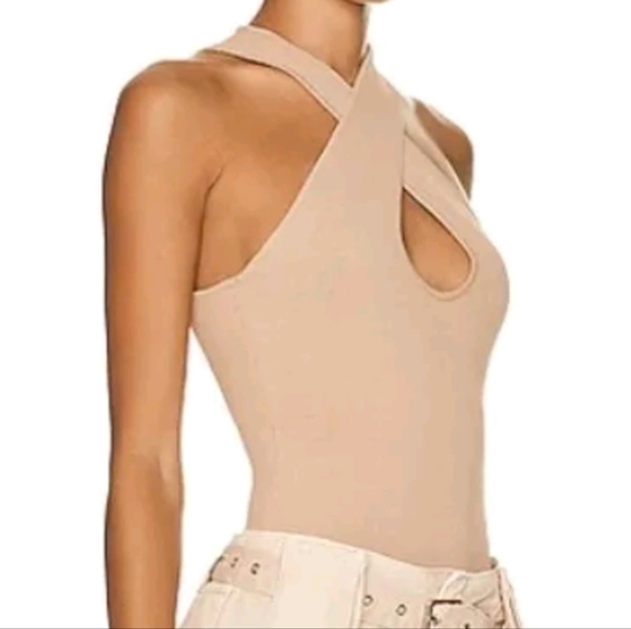 SER.O.YA Casual Nori Top Classic  Knit Halter Neck Criss-cross Top Beige ( M ) - Picture 4 of 4